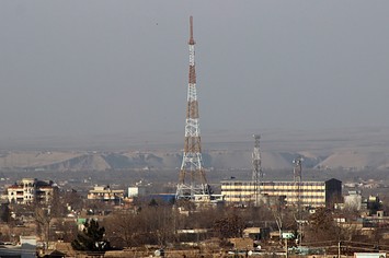 Private cell phone antennas are pictured in Kunduz province