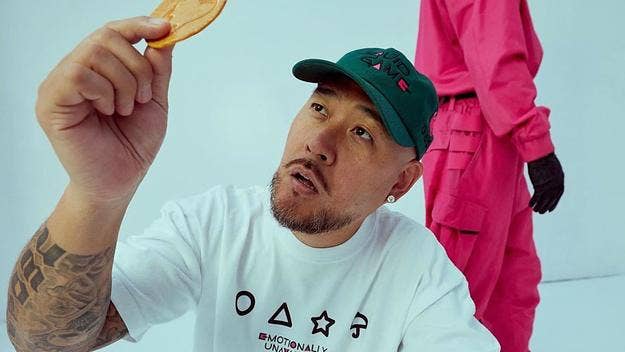 Emotionally Unavailable has been inspired by the South Korean Netflix smash series 'Squid Game' for its latest collection, which is modeled by Ben Baller.