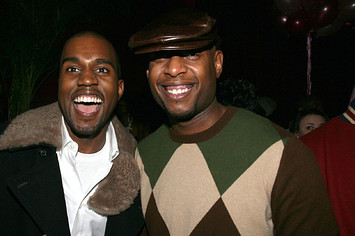 Kanye West and Talib Kweli during John Legend's 28th Birthday Party.