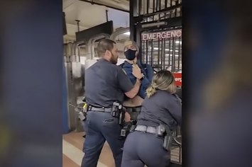 screenshot of cops in NYC subway station