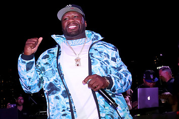 50 Cent performs during the Celia Cruz x Skott Marsi NFT Launch