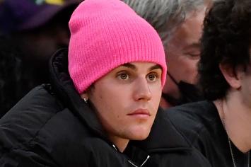 Justin Bieber sits curtsied at the Staples Center
