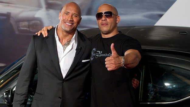 Dwayne Johnson clarified that he has nothing to do with the Vin Diesel jokes that keep appearing in his films, but admits they "play great" with audiences.
