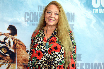 'Tiger King' subject Carole Baskin poses on a red carpet.