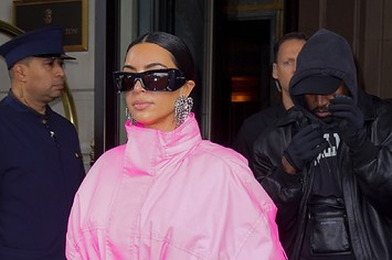 Kanye West and Kim Kardashian head out of their NYC hotel