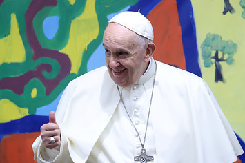 Pope Francis, pictured here making a thumbs up gesture