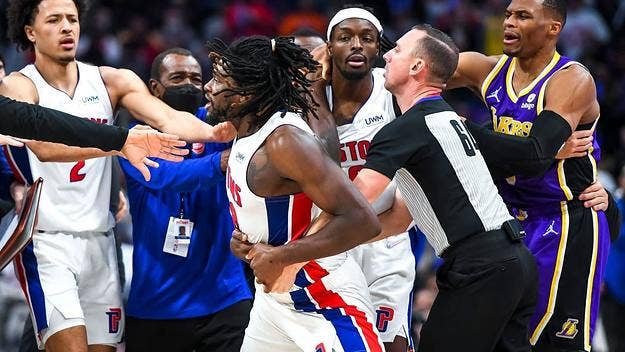 Things got out of hand in Detroit on Sunday, after LeBron James committed a hard foul on the Pistons' Isaiah Stewart. James was eventually ejected.