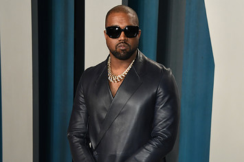 Ye rocks a leather blazer on the red carpet.