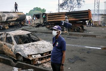 Scene of Sierra Leone fuel tanker explosion