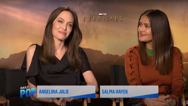 Angelina Jolie was asked about if her kids were more excited about her friendship with The Weeknd or that she's starring in the Marvel movie 'Eternals.'