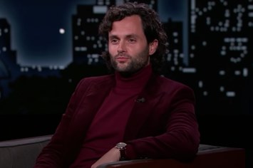 Penn Badgley speaks with Jimmy Kimmel.