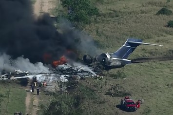 Footage captured of a plane crash outside of Houston.