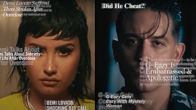 The new video, directed by Daniel CZ, opens with the two singers in a side-by-side split screen before a slew of headlines fills the screen.