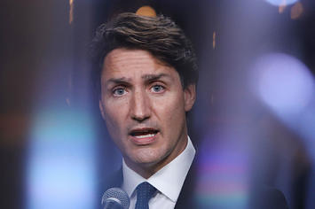 Canada's Prime Minister and Liberal Leader Justin Trudeau speaks to the media following the French-language leaders debate during the Canadian federal election campaign in Gatineau, Quebec, Canada on September 8, 2021.