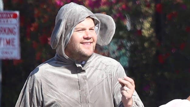 The comedian was spotted wearing a mouse costume and thrusting his pelvis at L.A. drivers. His 'Cinderella' co-stars also participated in the flash mob.