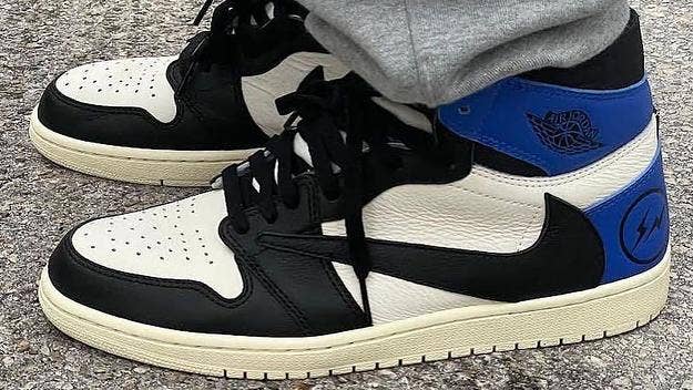 An unreleased sample version of the Travis Scott x Fragment Design x Air Jordan surfaces ahead of the anticipated release of the retail version in July.
