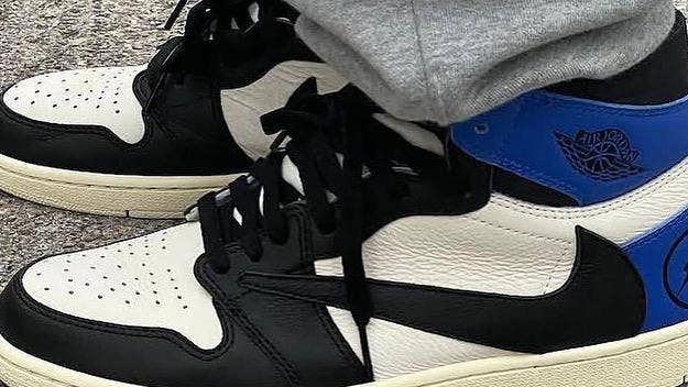 An unreleased sample version of the Travis Scott x Fragment Design x Air Jordan surfaces ahead of the anticipated release of the retail version in July.