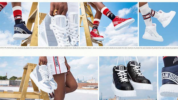 Dior’s D-Player sneakers, which were designed by Maria Grazia Chiuri, are available online in black, white, blue, and red. Shop the collection now. 