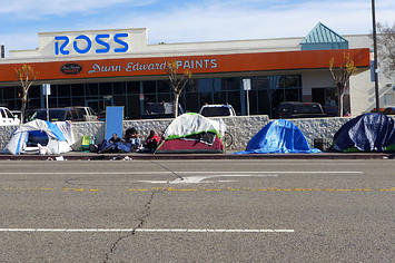 Homeless encampment in Hollywood, California on January 28, 2020.