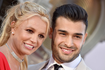 Britney Spears and Sam Asghari attend Sony Pictures' "Once Upon a Time ... in Hollywood" Los Angeles Premiere.