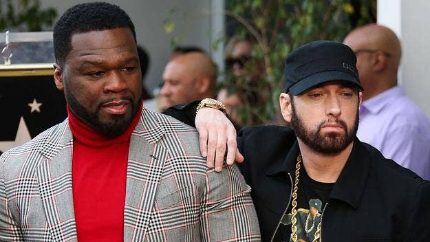 50 Cent took to Instagram to react to Eminem paying homage to several fallen rap legends during his verse on "EPMD 2" off Nas' 'Kings Disease II.'