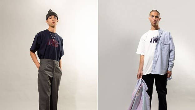 Joining a plethora of labels, the US brand arrives at Garbstore with a selection of oversized Oxford shirts and adjustable wide-fit pleated pants. 