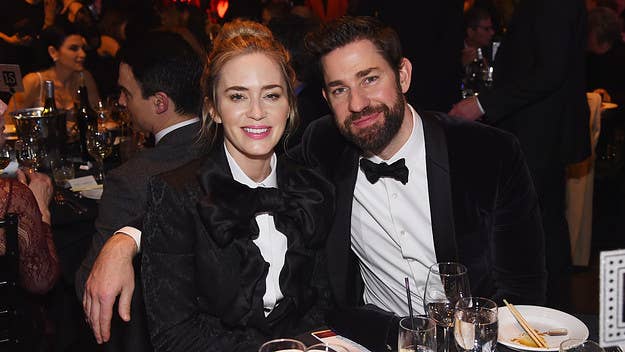 John Krasinski kept the joke going after comedian Amy Schumer wrote on Instagram that he and Emily Blunt have a "pretend marriage for publicity" 