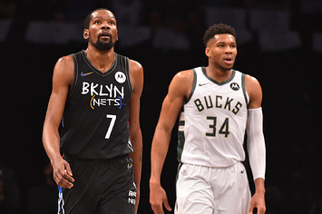 Kevin Durant of the Brooklyn Nets and Giannis Antetokounmpo
