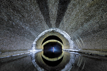 A giant storm drain which lies directly beneath Sheffield City Centre, England.