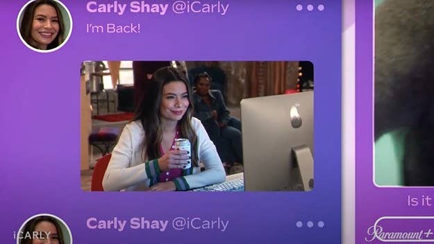 The opening credits for the 'iCarly' revival include a shot of the titular character recreating a-now iconic computer scene from 'Drake and Josh.'
