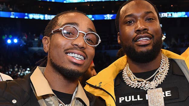 Fresh off the Sixers' loss to the Hawks, Meek Mill revealed that he lost money on the game. Quavo commented, implying that he was on the other side of the bet.