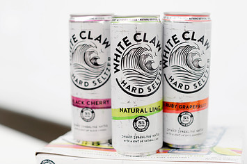 A variety of White Claw Hard Seltzers are seen at the Mike's Hard Lemonade office.