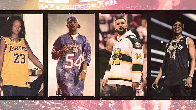Here's how some of our favorite celebs have styled themselves in jerseys over the years, including Drake, Jay-Z, Rihanna, Travis Scott, and more.