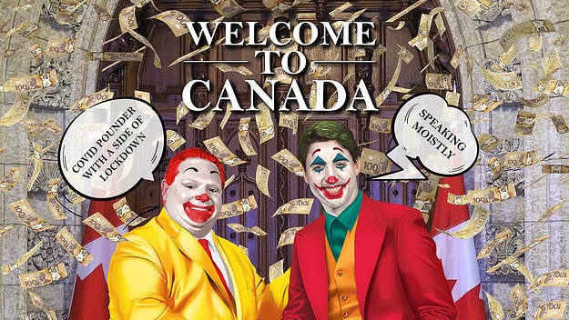 Toronto artist Amer Sal Mohammed, or Amer SM is joking around with his latest piece featuring none other than Doug Ford and Justin Trudeau dressed as clowns.