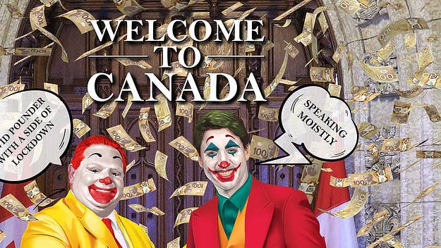 Toronto artist Amer Sal Mohammed, or Amer SM is joking around with his latest piece featuring none other than Doug Ford and Justin Trudeau dressed as clowns.