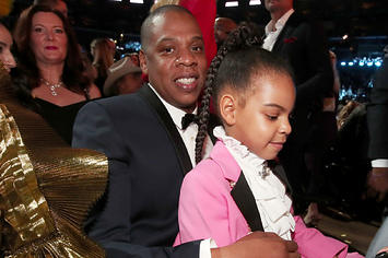 Jay Z and Blue Ivy at the 59th Grammys