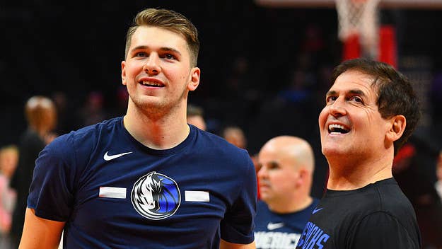 Mark Cuban shot down a new report from 'The Athletic,' claiming there's a rift between Luka Doncic and the team's "shadow GM" Haralabos Voulgaris.