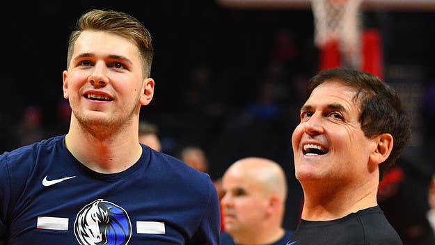 Mark Cuban shot down a new report from 'The Athletic,' claiming there's a rift between Luka Doncic and the team's "shadow GM" Haralabos Voulgaris.