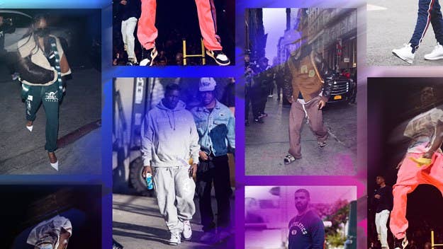 Here's how some of our favorite celebs have styled themselves in sweatpants over the years, including Pharrell, Rihanna, Travis Scott, Drake & more.