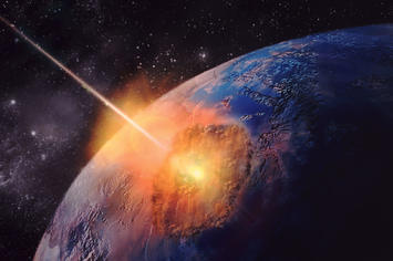An asteroid strikes earth.