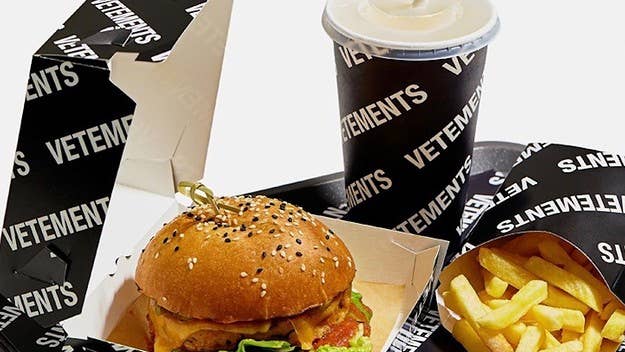 The luxury brand has launched a fast food combo meal with logo-heavy sustainable packaging. The burger is available exclusively at KM20 in Moscow.