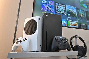Microsoft's Xbox Series X (black) and series S (white) gaming consoles