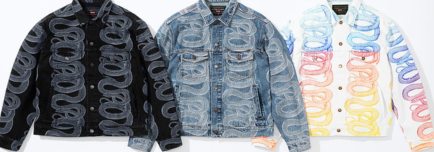 Buy Supreme x Hysteric Glamour Snake Denim Trucker Jacket 'Blue