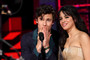 Shawn Mendes and Camila Cabello accept the Collaboration of the Year award onstage.