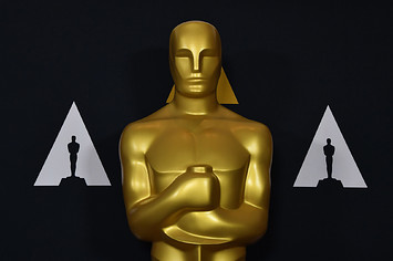 An Oscars statue at the Samuel Goldwyn Theater in Beverly Hills, California