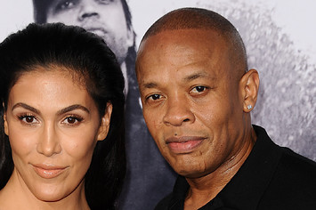 Dr. Dre and wife Nicole Young attend the premiere of "Straight Outta Compton."