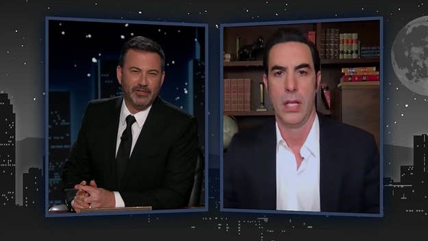 Sacha Baron Cohen stopped by Kimmel following his wins at the Golden Globes, and he used his interview to effortlessly launch into a hilarious sketch.