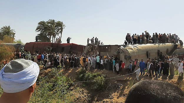 At least 32 people have died and 66 were injured after two trains collided on Friday in southern Egypt when someone activated the emergency brakes.