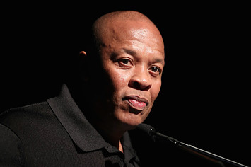 Dr. Dre speaks onstage during the Producers & Engineers Wing