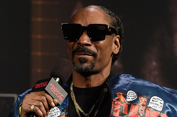 Snoop Dogg speaks during a news conference for Triller Fight Club's inaugural